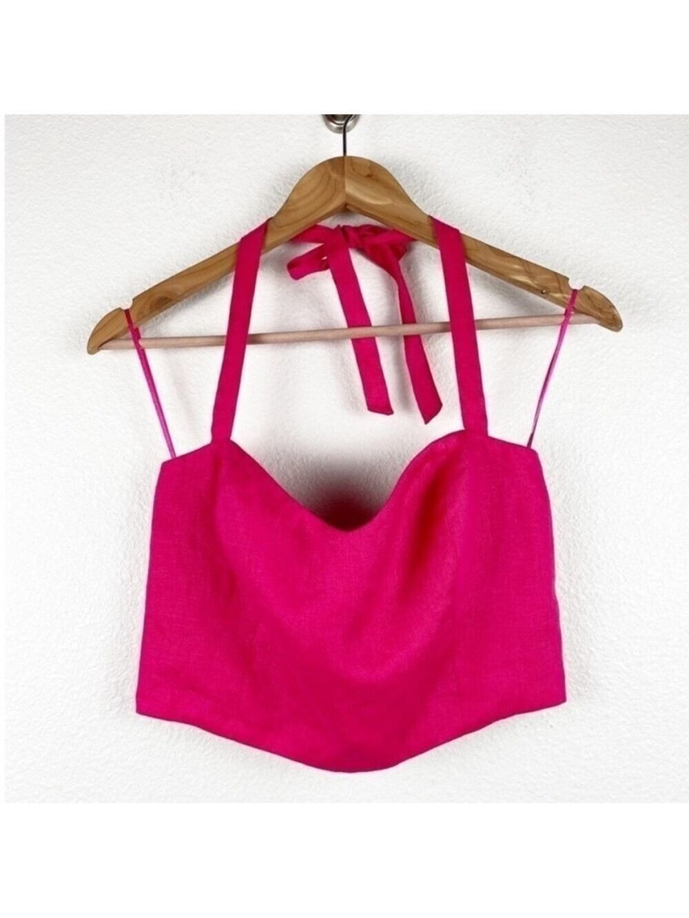 Reformation Orzo Pink Linen Crop Top in Corvette size 10 12 - Picture 3 of 9